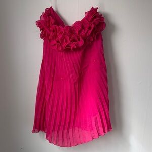 Commense Ruffled Pleated Mini Dress - Hot Pink